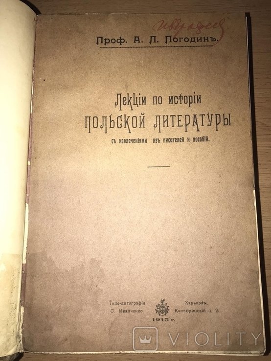 Погодин. История Польской литературы